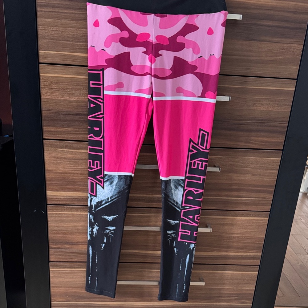 Harley-Davidson Pink and Black Leggings